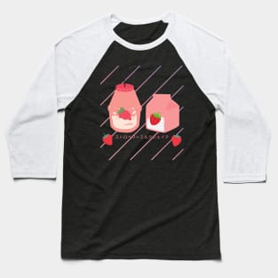 Japanese Aesthetics Kawaii Strawberry MilkShake Baseball T-Shirt